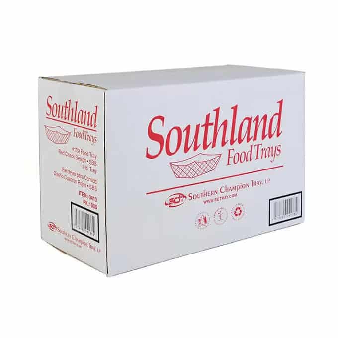 Southland 1 lbs red checkered laminated food trays Takeout