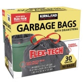 Kirkland Signature Large Quad-tie Garbage Bags, 76.2 cm × 90.1 cm (30 in ×  35.5 in), Pack of 100