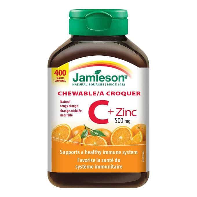 Jamieson Chewable Vitamin C + Zinc 500 mg Diet, Nutrition & Supplements Health & Beauty